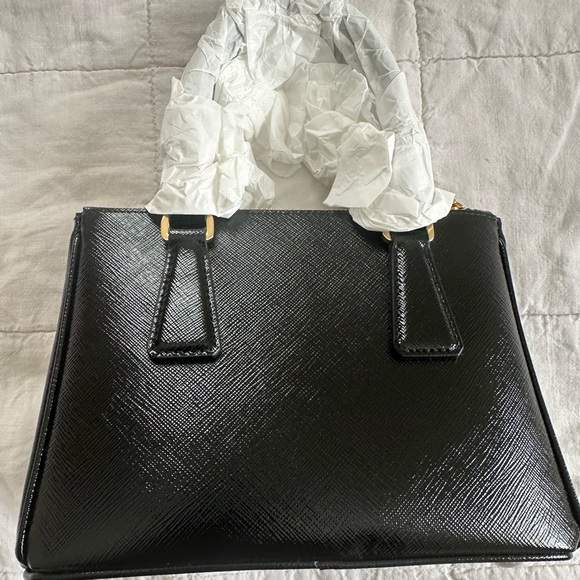 BRAND NEW! Authentic PRADA Saffiano Vernice Mini Galleria Double Zip Tote Black - Picture 9 of 16